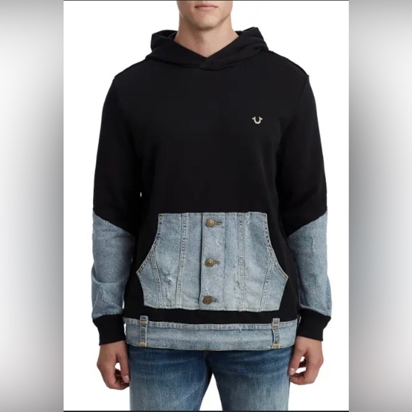 True Religion Other - True Religion 34004 Men's True Black
Denim Pullover Hoodie Size XL